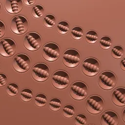 3D industrial sculpting brush imprint of circular directional inset pipe shapes for Blender 3D modelling tool.