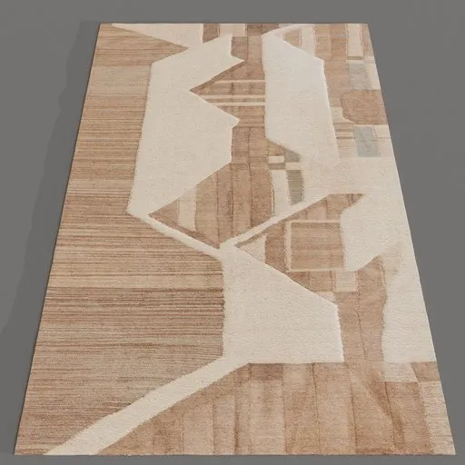 Textured 3D model of a geometric-patterned Kilim rug, optimized for Blender with detailed displacement mapping.