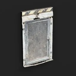 Detailed render of a 3D modelled warehouse loading ramp panel for use in Blender, with aged metal textures.