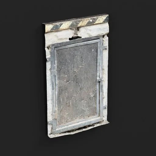Detailed render of a 3D modelled warehouse loading ramp panel for use in Blender, with aged metal textures.