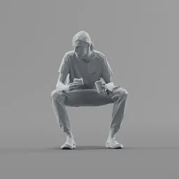 Lowpoly Construction Worker Sitting