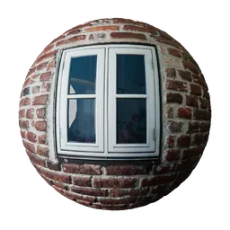 2K PBR Windows Brick texture with reflective glass and brick surround for Blender 3D and other 3D applications.