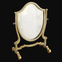 Shield-Shape Vanity Mirror Brass