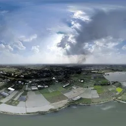 360° Aerial Panorama of Lush Farmland