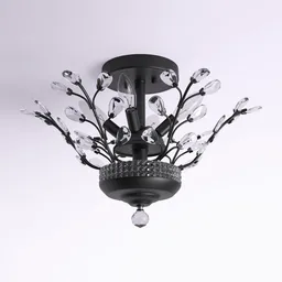 Crystal Leaf Flush Ceiling Light