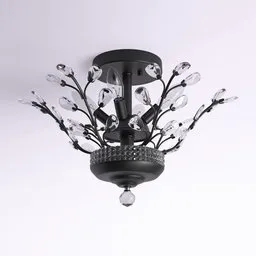 Crystal Leaf Flush Ceiling Light