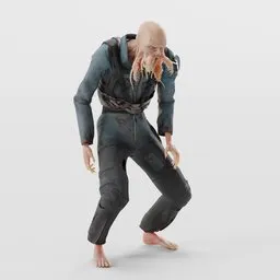 Character Sci-fi Zombie monster rig animated