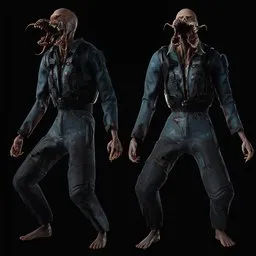 Character Sci-fi Zombie monster rig animated
