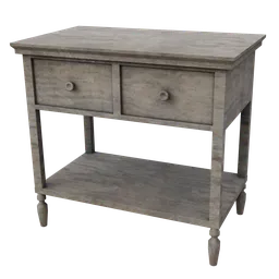 Realistic 3D model of an aged wooden table with detailed textures, perfect for Blender rendering.