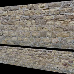 High-resolution 4K medieval stone wall 3D model with quad mesh topology, suitable for Blender rendering.