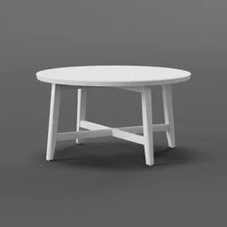 "3D model of Kragsta Ikea table in white with a black base, created in Blender 3D. Designed with dynamic proportions and rounded shapes for a crisp render, this low-quality model is perfect for use in ikea-style interior design projects."