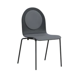 "Wood and metal chair 3D model for Blender 3D, based on the B&T Design Dot chair, with 1k textures. Features a black frame and grey seat, perfect for modern interiors. Created with Blender 3D software."
