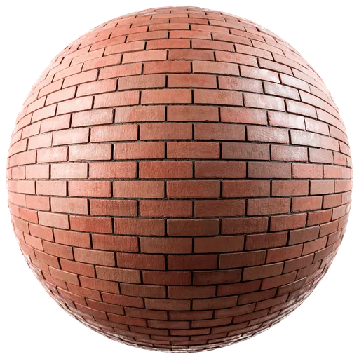 Realistic red brick PBR texture for 3D materials in architectural visualization and interior design.