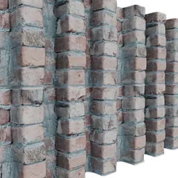 Detailed 3D brick wall fence model suitable for Blender, with adjustable array modifier for customization.
