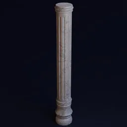 Detailed 3D model of an antique textured column for architectural visualization, Blender-compatible with UV mapping.