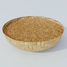 Indian bamboo basket with grains