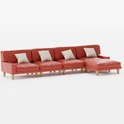 Sofa Modula Sectional Red Leather