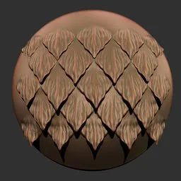 3D sculpting brush imprint of scaled texture for detailed reptilian skin effects, compatible with Blender.
