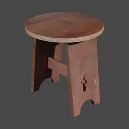 "Minimalist-inspired wooden side table for living room use in Blender 3D. Features a stained wooden top and tripod legs. Perfect addition to modern home decor."