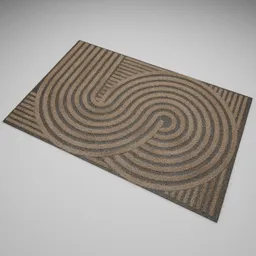 Highly detailed 3D carpet model with concentric extrusion pattern, ideal for Blender, showcasing realistic textures.
