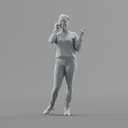 Lowpoly Female Talking by phone