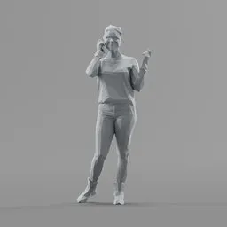 Lowpoly Female Talking by phone