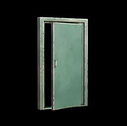 Green metal door