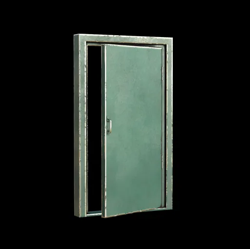 Green metal door