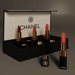 "Chanel Lipstick in Box 3D Model - High Quality Render with Autodesk and Blender 3D Software"
or 
"Lipstick by Chanel 3D Model - Original Box - Rendered with Autodesk and Blender 3D Software"