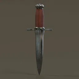 High-detail 3D rendered dagger with red handle for Blender artists and military history enthusiasts.