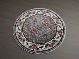 Detailed round floral-patterned 3D rug model optimized for Blender-rendered interiors.