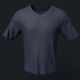 High-quality navy V-neck T-shirt 3D model for character design in Blender, A-pose compatible.