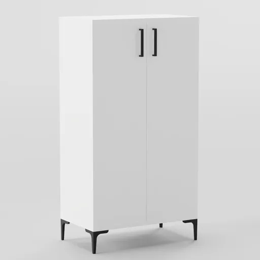 Modern minimalist white cabinet 3D render for Blender, high-quality 4K texture, sleek design