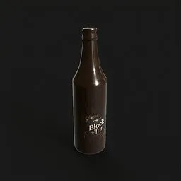 Realistic 3D model of a brown beer bottle, game-ready asset for Blender 3D rendering.