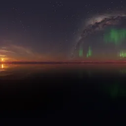 Mountain Sunset with Auroras