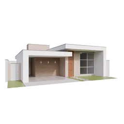 "Modular contemporary house with garage and lawn, made with high-quality textures and clean mesh in Blender 3D. Perfect for architectural visualizations and exterior scenes. Modules can be rearranged for endless building possibilities."
