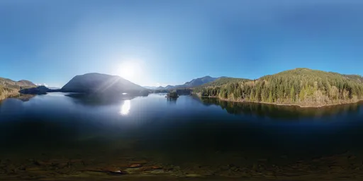 Aerial Lake with Mountains 17k