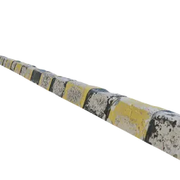 Detailed 3D model of weathered footpath curbs with realistic textures, compatible with Blender.