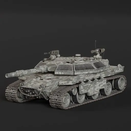 Detailed 3D tank model with textured surfaces, designed for Blender and Substance 3D Painter.