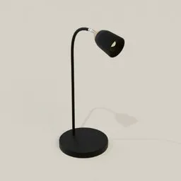 Modern-styled 3D model of a sleek desk lamp with curved neck and wooden detail, optimized for Blender rendering.