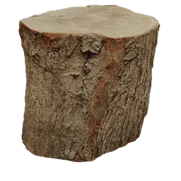 Highly detailed stump 3D asset with textured bark and rings, optimized for Blender rendering and animation.