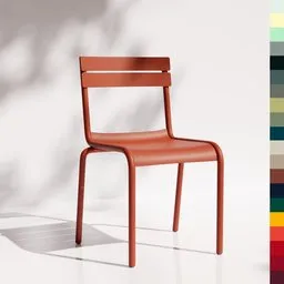 3D rendered Luxembourg chair by Fermob with color swatch, compatible with Blender for architectural visualization