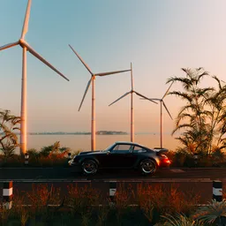 Car with wind turbine