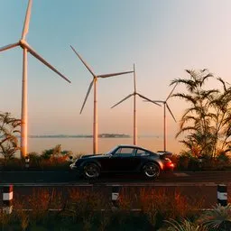 Car with wind turbine