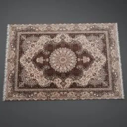 Detailed 3D Persian carpet, optimized for Blender, intricate patterns, ideal for realistic bed scene renders.