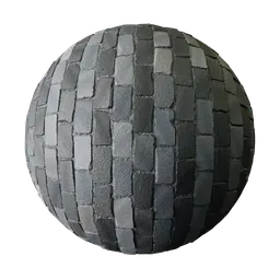 3D PBR street road texture for Blender, dark grey stone paving material preview.