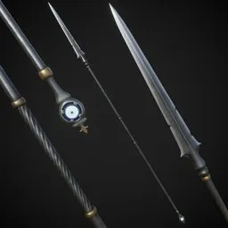 Detailed 3D rendered spear model showcasing intricate design and high-resolution textures, perfect for Blender 3D projects.