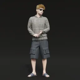 Young western male human sunglasses idle