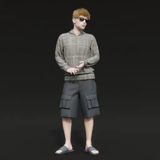 Young western male human sunglasses idle