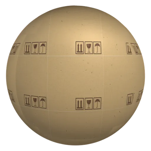 Seamless PBR cardboard texture titled 'Box 08' with adjustable scale, color, and damage for realistic material in 3D applications.